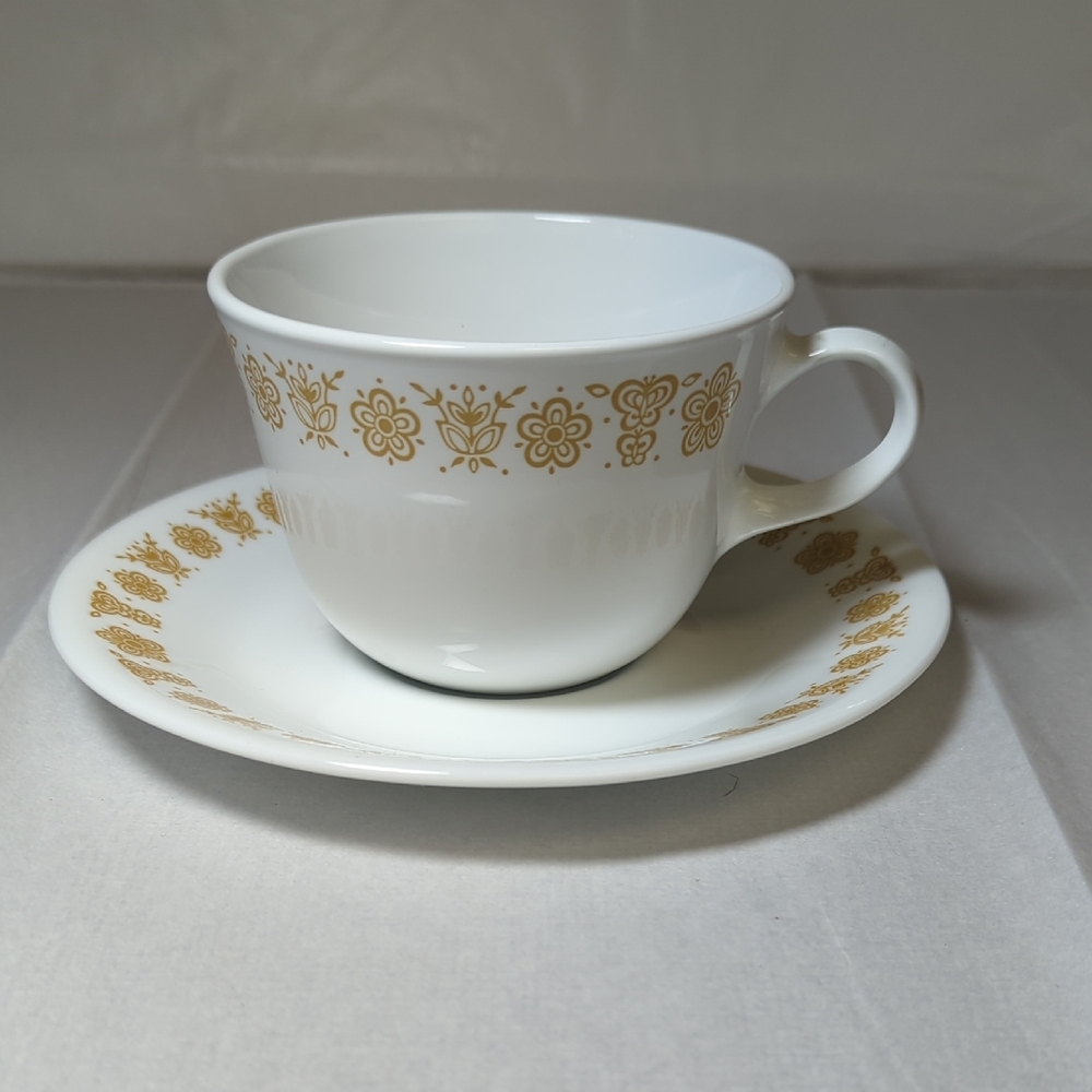 Corelle Butterfly Gold Cup Saucer Vintage Kitchen